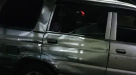 Kecelakaan lalu lintas antara minibus Panther dengan sepeda motor terjadi di jalur alternatif Madiun - Magetan. (Dok. FIN)