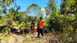 Satgas Manggala Agni Kabupaten Toba memadamkan api yang membakar tujuh hektar lahan di Desa Pagar Batu, Kecamatan Balige, Kabupaten Toba. (Dok. BPBD Kabupaten Toba)